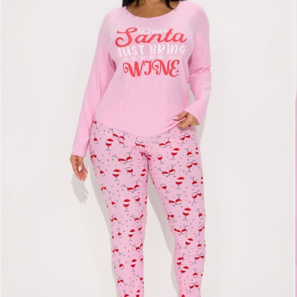 NEW Santa Wine Pajama Set